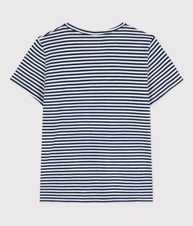 T-shirt LE DROIT girocollo in cotone donna blu/bianco