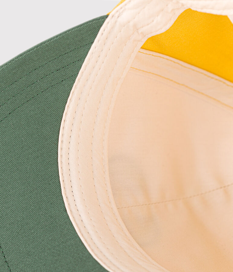 Berretto in cotone bambino ecru/verde