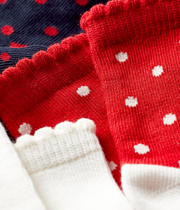 Confezione da 3 paia di calzini beb&egrave; femmina multicolore