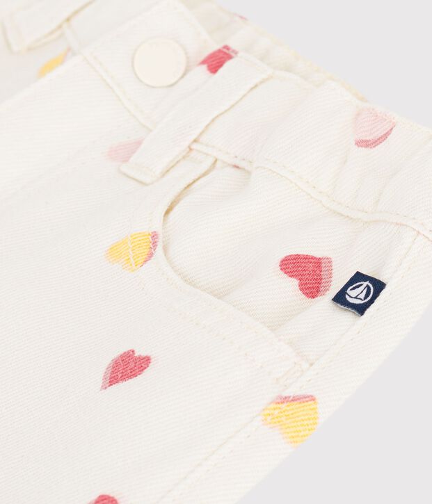 Pantaloni a gamba ampia in cotone bambino ecru/multicolore