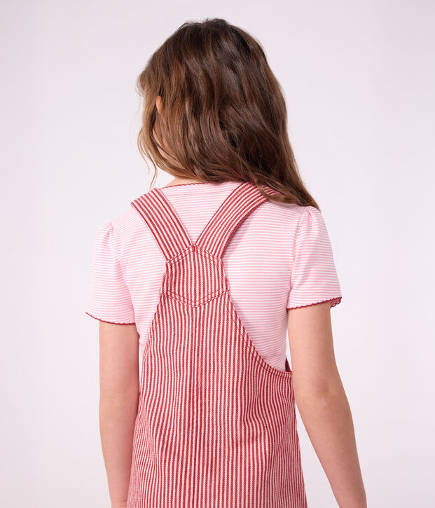 T-shirt a maniche corte a righe bambino rosa/bianco
