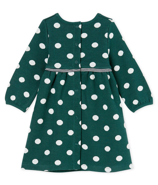 Abito a maniche lunghe da bebè femmina a pois verde SOUSBOIS/bianco MARSHMALLOW CN