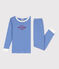 Pigiama attillato a righe in cotone unisex blu PERSE/bianco MARSHMALLOW