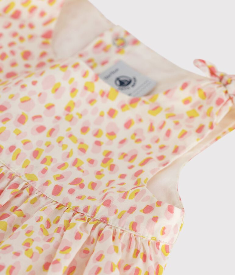 Abito senza maniche in cotone con stampa neonata bianco/multicolore