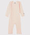 Body lungo a righe bebè in lana e cotone rosa CHARME/bianco MARSHMALLOW