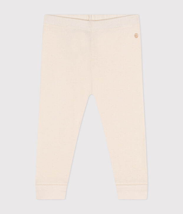 Leggings in cotone tinta unita neonato ecru
