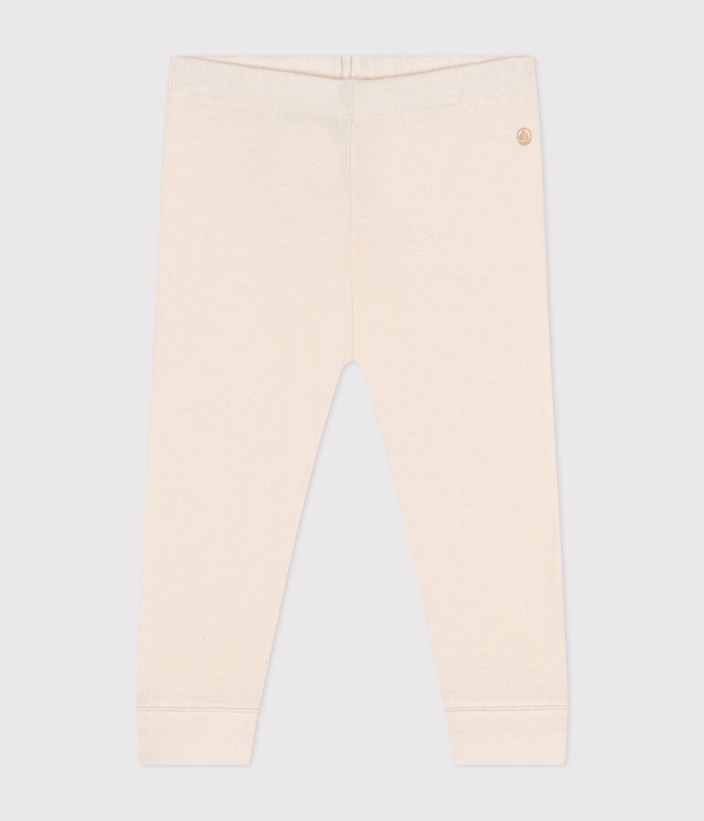 Leggings in cotone tinta unita neonato ecru