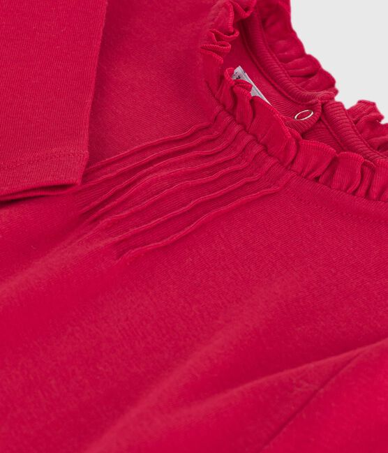 T-shirt a maniche lunghe in cotone tinta unita bambina rosso TERKUIT