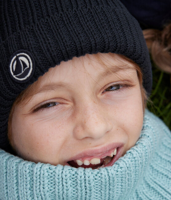 Cuffietta in maglia foderata in pile bambino blu SMOKING