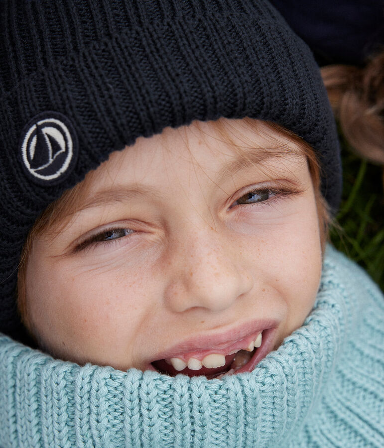 Cuffietta in maglia foderata in pile bambino blu