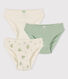 Confezione da 3 slip a fiori bambina in cotone e lino
