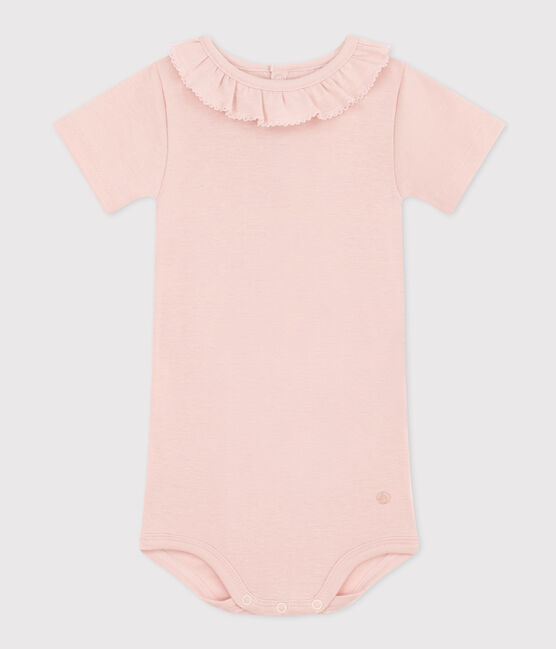 Body in cotone a manica corta e con colletto bebè rosa SALINE