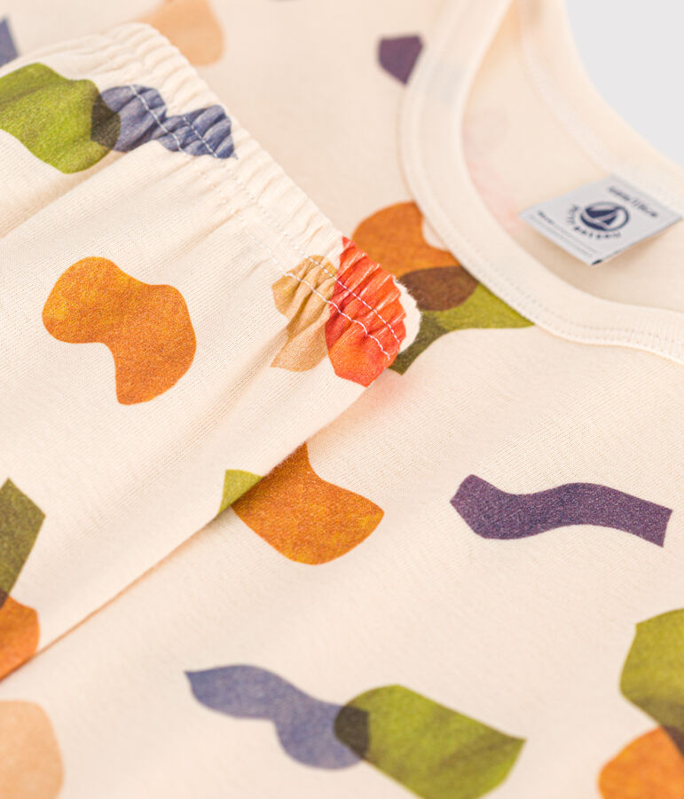 Pigiama short fantasia in cotone bambino ecru/multicolore