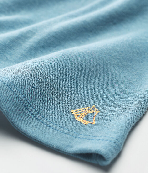 Blusa mc neonata in cotone/lino blu