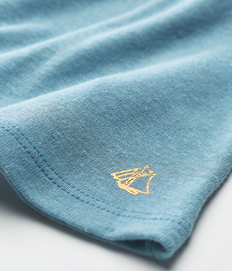 Blusa mc neonata in cotone/lino blu