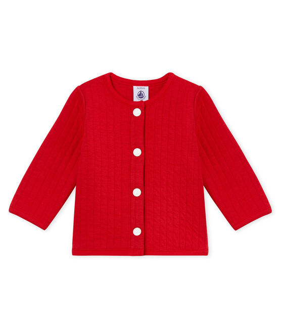 Cardigan in tubique trapuntato neonata rosso TERKUIT