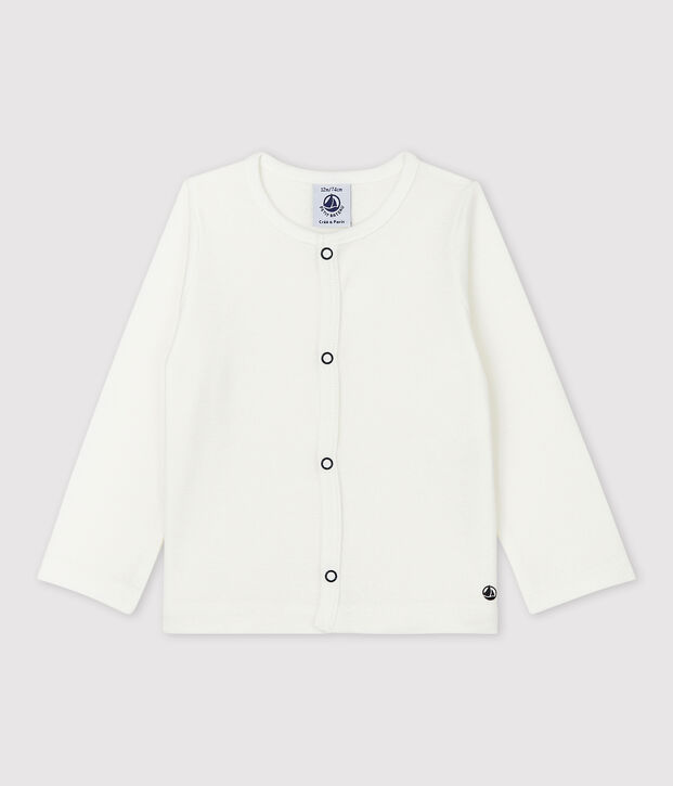 Cardigan per beb&egrave; in cotone bianco