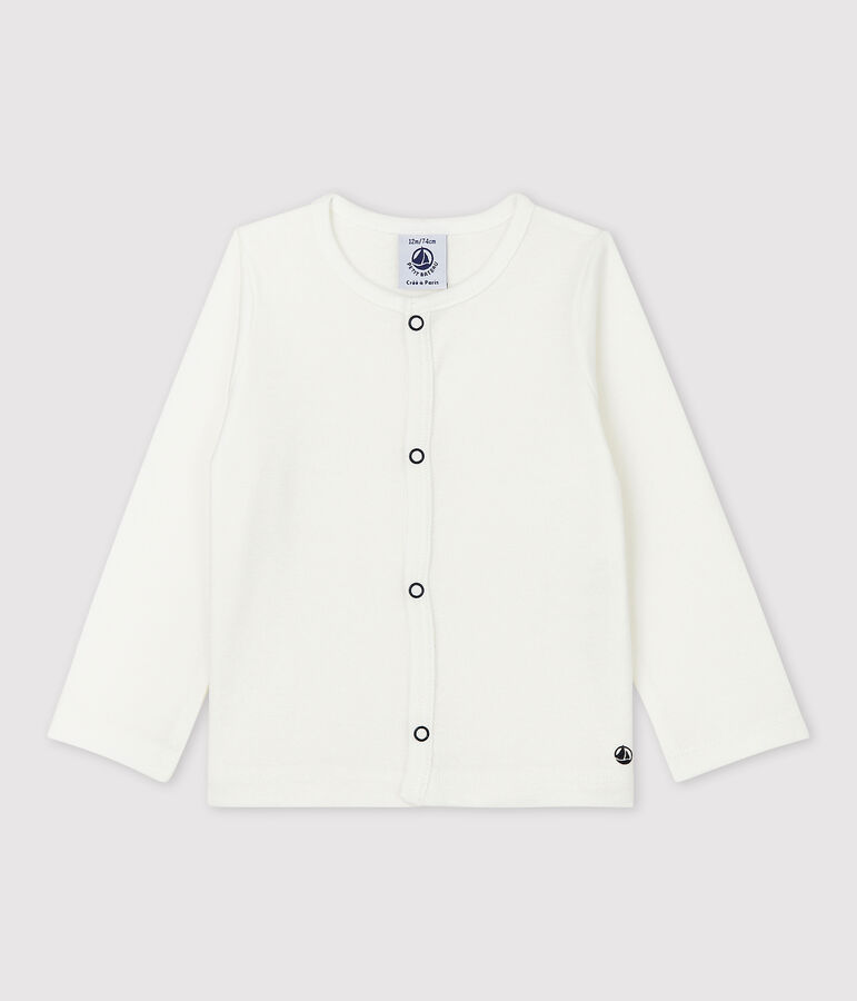 Cardigan per beb&egrave; in cotone bianco MARSHMALLOW