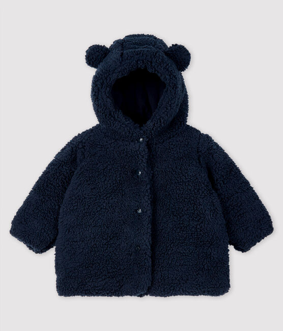 Cappotto bebè femmina in sherpa blu SMOKING