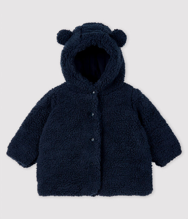 Cappotto beb&egrave; femmina in sherpa blu