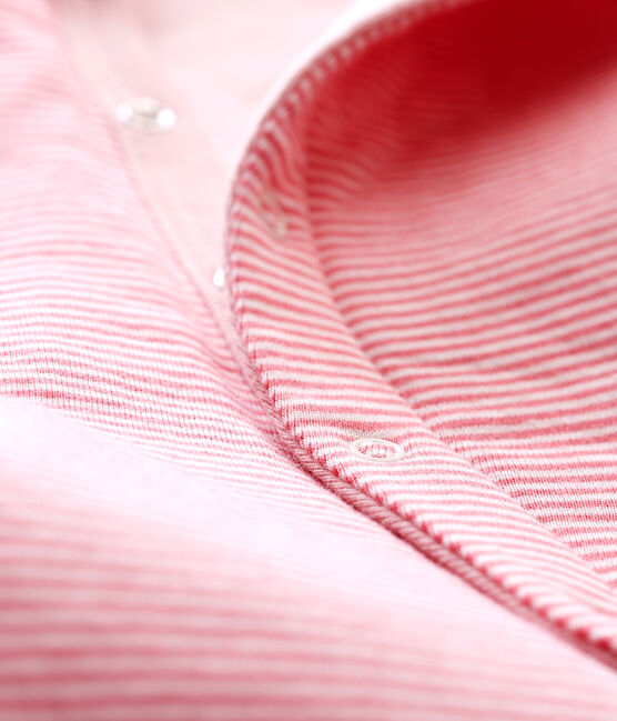 Tutina pigiama senza piedi in tubique da neonato rosa CHEEK/bianco MARSHMALLOW