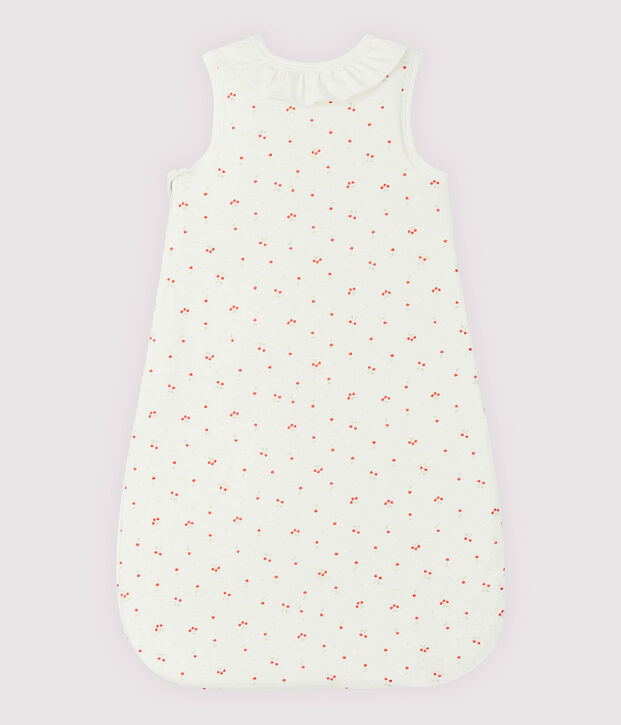 Sacco nanna ciliegia con collerette beb&egrave; in cotone biologico bianco/multicolore