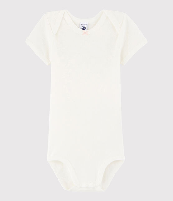 Body manica corta bebè femmina bianco MARSHMALLOW