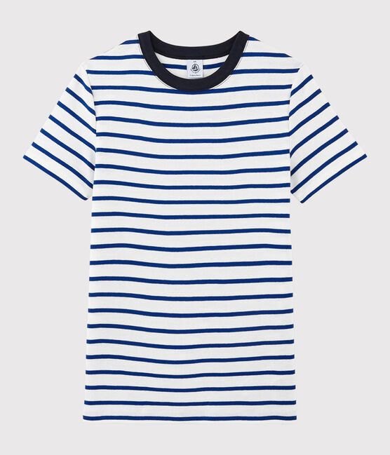 T-shirt girocollo iconica in cotone Donna bianco MARSHMALLOW/blu SURF