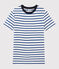 T-shirt girocollo iconica in cotone Donna bianco MARSHMALLOW/blu SURF