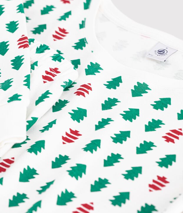 Pigiama in cotone con stampa di abeti donna bianco/multicolore