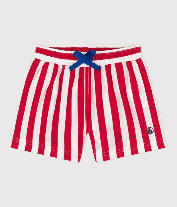 Shorts da bagno con stampa a righe neonato rosso/rosso