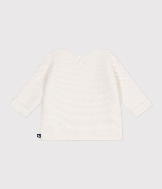 Cardigan in maglia di cotone a punto legaccio neonato bianco MARSHMALLOW