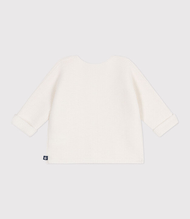 Cardigan unisex per neonati in cotone tinta unita bianco