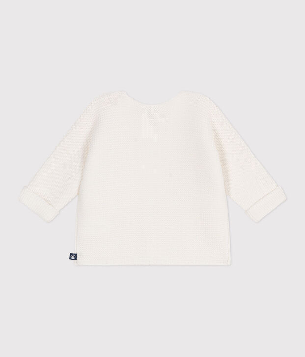 Cardigan in maglia di cotone a punto legaccio neonato bianco
