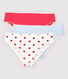 Confezione da 3 slip cuore rosso ragazza in cotone biologico e elastan