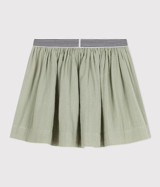 Gonna in garza di cotone bambina verde