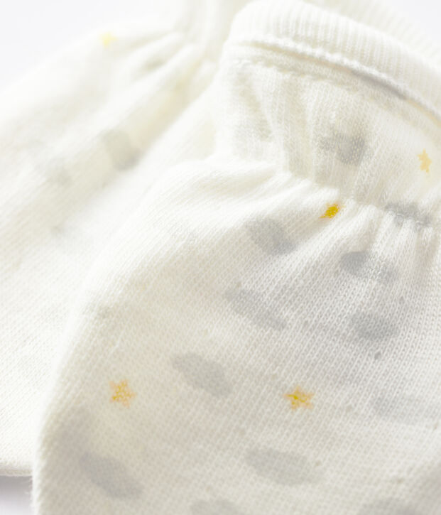 Muffole anti unghiate beb&egrave; in tubique di cotone biologico bianco/multicolore