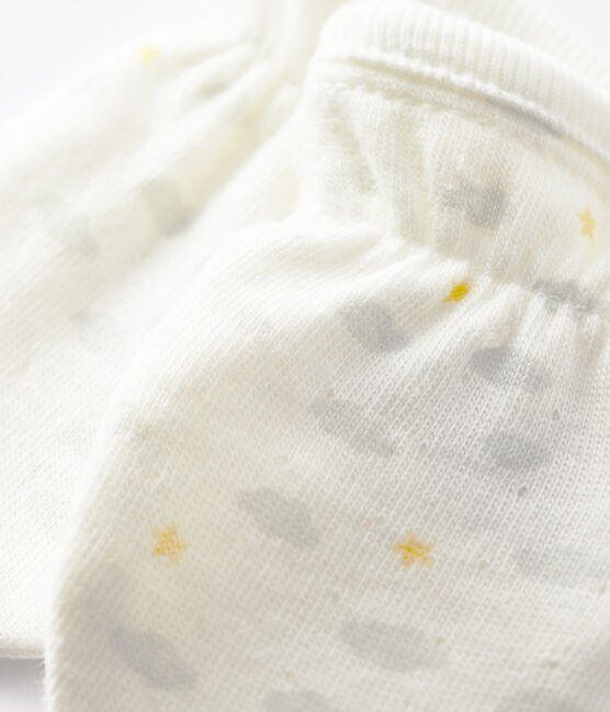 Muffole anti unghiate bebè in tubique di cotone biologico bianco MARSHMALLOW/bianco MULTICO