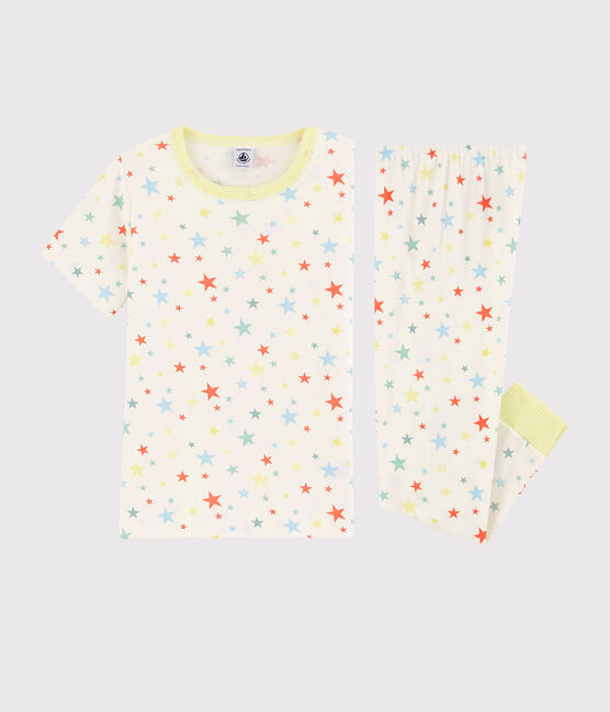 Pigiama stelle colorate bambino in cotone biologico bianco MARSHMALLOW/bianco MULTICO