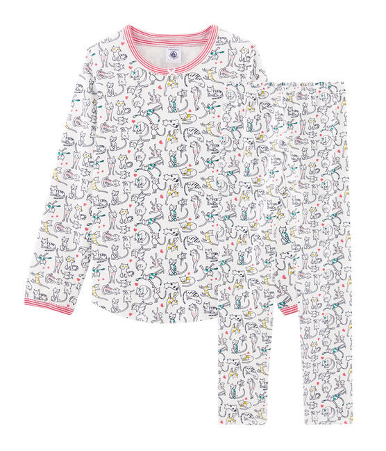 Pigiama bambina a costine bianco MARSHMALLOW/bianco MULTICO