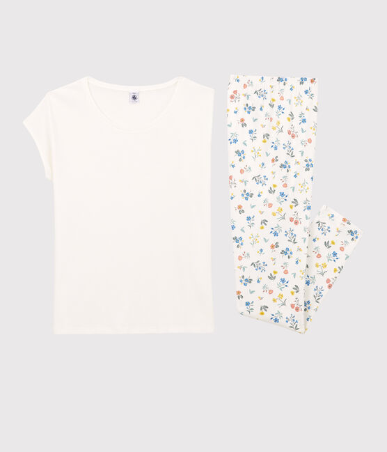 Pigiama senza maniche bambina in cotone bianco MARSHMALLOW/bianco MULTICO