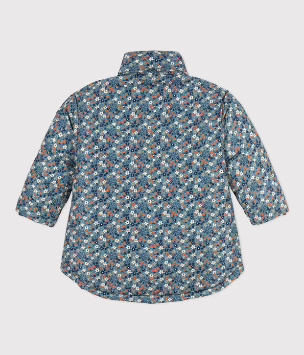 Piumino stampato medio-lungo bambina blu/multicolore