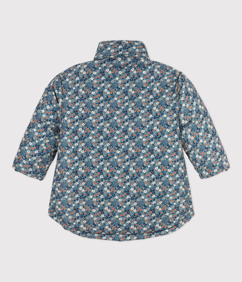 Piumino stampato medio-lungo bambina blu/multicolore