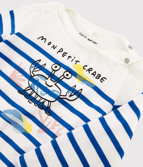 Marinière bebè femmina/maschio Serge Bloch bianco MARSHMALLOW/blu PERSE