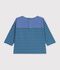 T-shirt a maniche lunghe in cotone a righe neonato. blu/verde