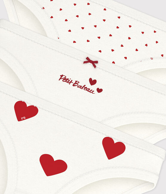 Confezione da 3 slip bambina in cotone motivo cuore variante 1