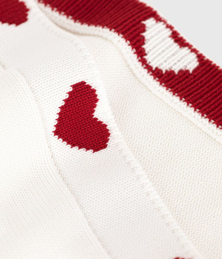 Coperta nascita in cotone bianco/rosso