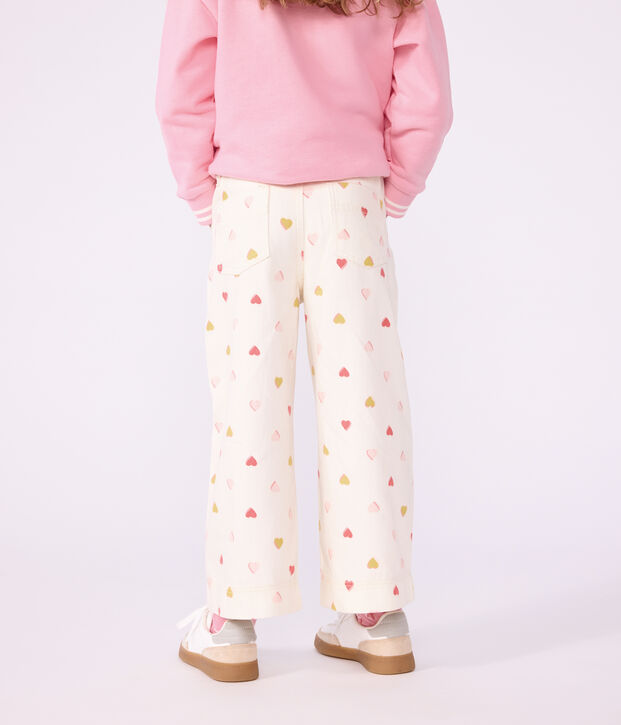 Pantaloni a gamba ampia in cotone bambino ecru/multicolore