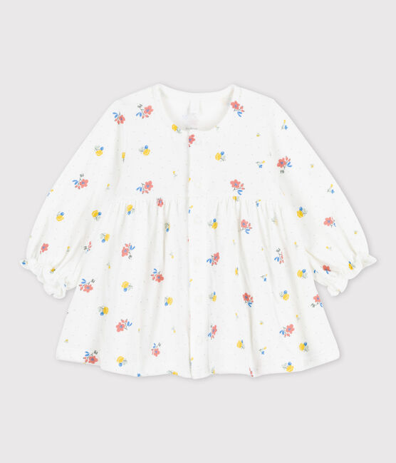 Abito bebè in tubique biologico fantasia floreale bianco MARSHMALLOW/bianco MULTICO