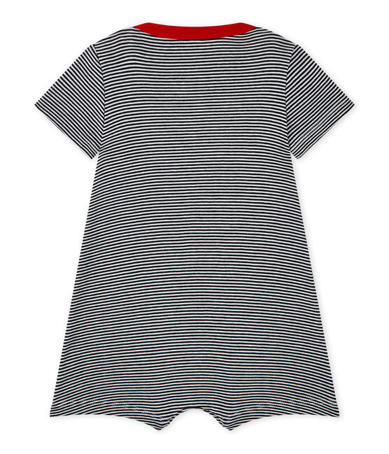 Tutina bebé bambino rigata blu SMOKING/bianco LAIT